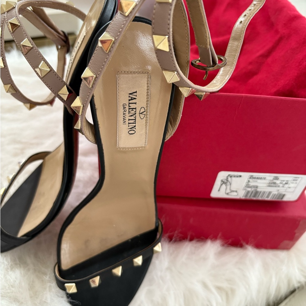 Valentino Rockstud open toe high black/nude 7.5 - Picture 5 of 9